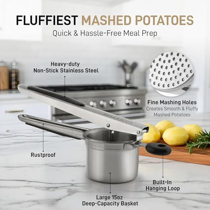 Bellemain Stainless Steel Potato Ricer Mashed Potato Masher - Black - color: Black