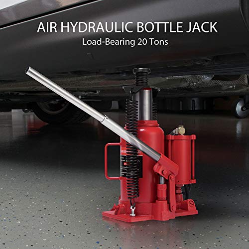 SPECSTAR Pneumatic Air Hydraulic Bottle Jack with Manual Hand Pump 20 Ton - color: Red