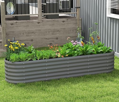 Besebay Galvanized Raised Garden Bed, Outdoor Planter Bed, - color: Dark Grey, size: 8x2x1.5ft