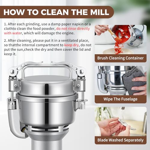 LEEVOT Grain Mill 150g Commercial Spice Grinder Electric 650W Stainless Steel Pulverizer Dry Grinder for Grinding Wheat, Oats, Corn, Pepper, and Coffee Beans – Grinders for Kitchen. - size: 150G