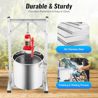 Fruit Press Crusher Grinder Apple Juice Wine Cider & Hydraulic Jack Fruit Press