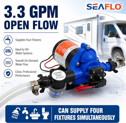 SEAFLO 33-Series Diaphragm Water Pressure Pump (12V | 3.0 GPM | 45 PSI), Blue Housing - style: 3.0 - 45 PSI - Blue Housing