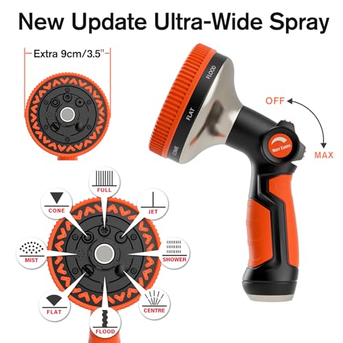 Rosy Earth 25ft Stainless Steel Garden Hose, Heavy Duty Metal Water Hose with 8 Functional Ultra-Wide Nozzle, No-Kink Outdoor Hoses Flexible Tough Water Hose Sprayer for Yard, RV - size: 25FT