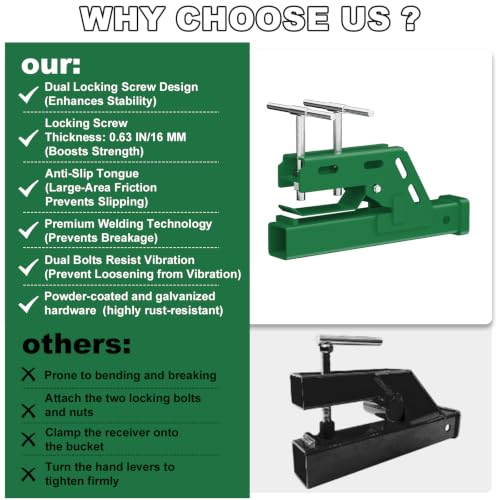 Clamp On Trailer Hitch 2" Receiver, Heavy-Duty Bucket Trailer Hitch, Green - color: Green
