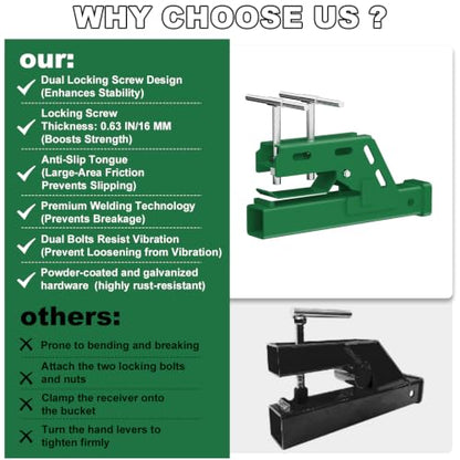 Clamp On Trailer Hitch 2" Receiver, Heavy-Duty Bucket Trailer Hitch, Green - color: Green