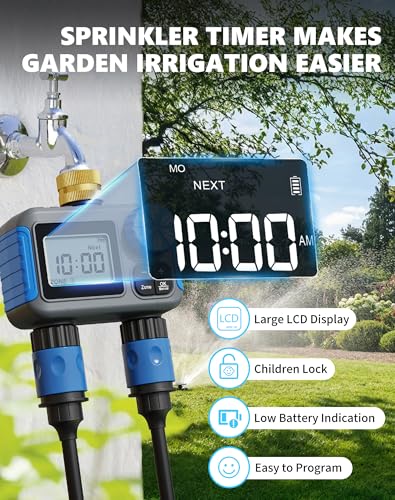 Sprinkler Timer with Brass Swivel, Hose Timers for Watering - size: 2 Outlet