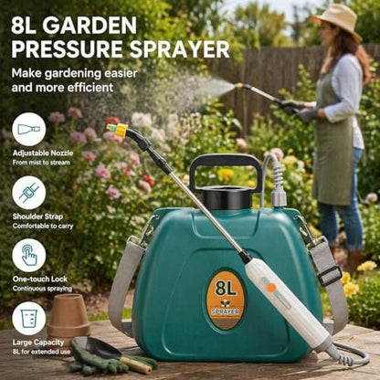 2 Gallon Battery Sprayer with 2 Speeds & Telescopic Wand