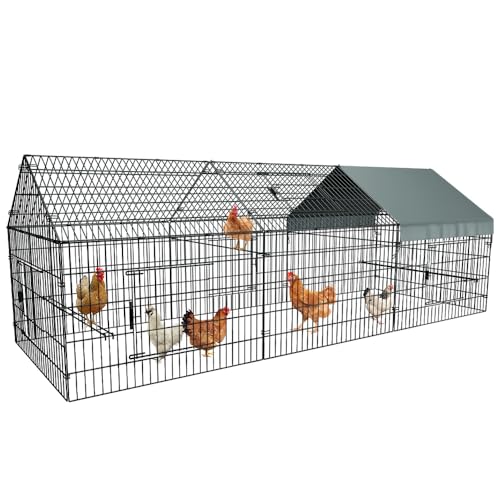 Chicken Coop, 130"×40"×40" Chicken Run Pen with Cover for Yard - size: 130.0"L x 40.0"W x 40.0"H
