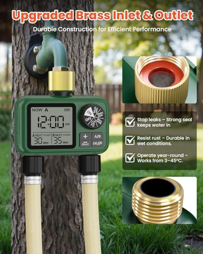 Water Timer for Outdoor Garden Hose, Sprinkler Timer for Garden - style: 2 Brass Outlet