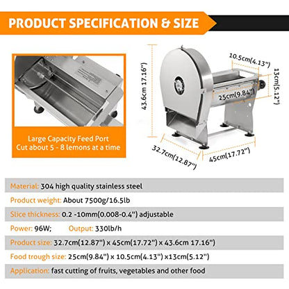 WICHEMI Electric Vegetable Slicer Commercial Friut Slicer Lemon Cutter