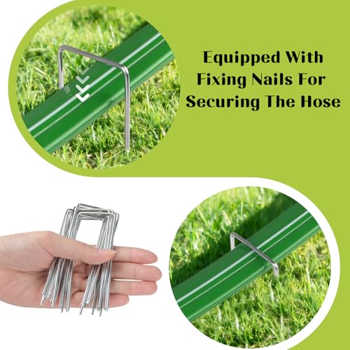 50 Ft Sprinkler Soaker Hose with Holes, Flat Garden Soaker Hose Kit