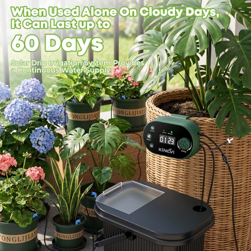 Solar Drip Irrigation System Kit, Auto Plant Waterer for 15 Pots