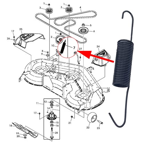 Replacement Mower Deck Belt Tension Spring Fits GX21582 GX20377 (4 Pack)