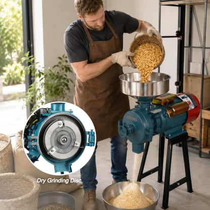3000W Electric Grain Mill, 110V Corn Wheat Rice Grinder, 2800 RPM
