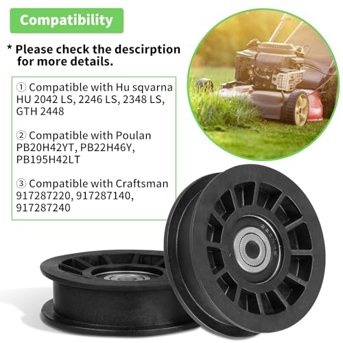 194327 Flat Idler Pulley Fit for Craftsman Riding Mower - Flat Pulley Fit for HU A riens Pou LAN Craftsman YT4000 YS4500 Lawn Tractor with 42" 54" Deck, Replace 532194327 280-6630, 2 Pack