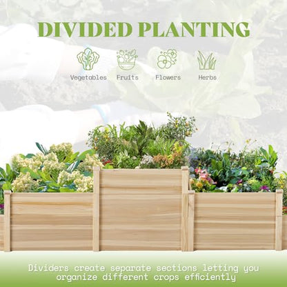 SPECRAFT 3-Tier Raised Garden Bed, Adjustable Fir Wood Planter Box - size: 7.7 x 7.5 x 2.36 FT