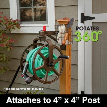 Liberty Garden Single Arm Navigator Hose Reel with Pull Up Latch, Bronze - style: Single Arm, Pull up Latch, Bronze