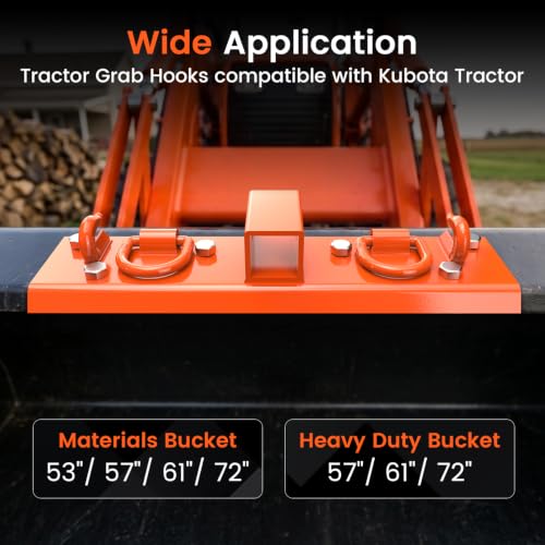 Tractor Bucket Grab Hooks Compact Compatible with Kubota Tractor - color: Orange