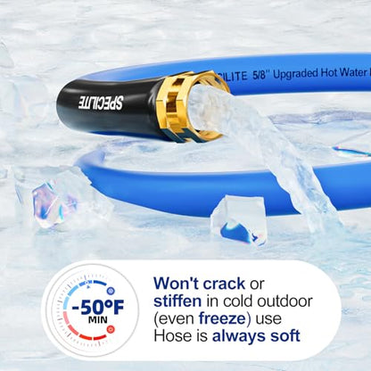 SPECILITE Hot/Cold Retractable Garden Hose Reel 50ft x 5/8", Blue - color: Blue