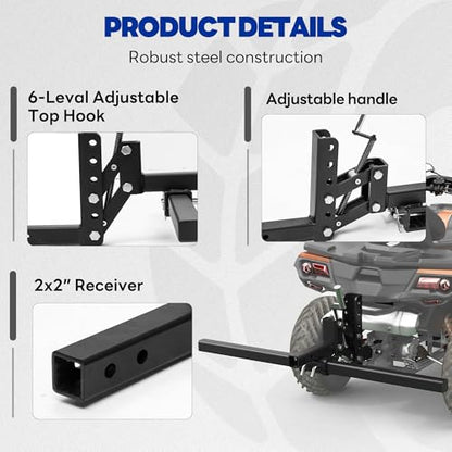 50in Width ATV/UTV Manual Implement Lift 1-Point Lift System Fits 2 Inch Receiver