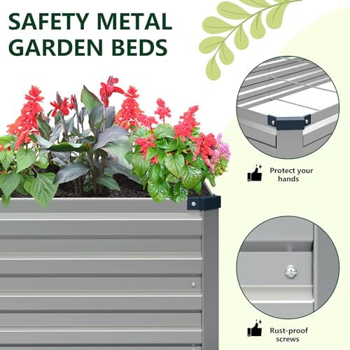 Vengarus 2PCS 8x4x1ft Galvanized Raised Garden Beds Kit,Planter Box Silver - color: Silver, size: 8x4x1FT(2PCS)