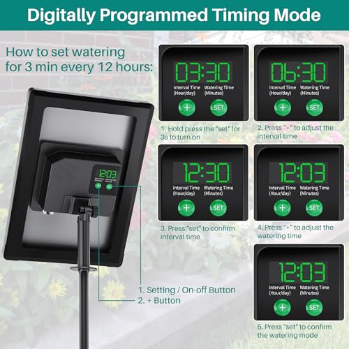 Biling 4W Solar Drip Irrigation System with Battery for 15 Potted Plants - size: 4W
