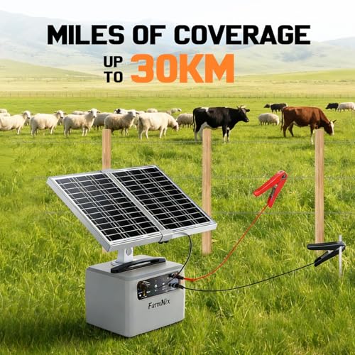 6-12KV Adjustable Output 30 Miles 1.5J Solar Electric Fence Charger - color: Gray
