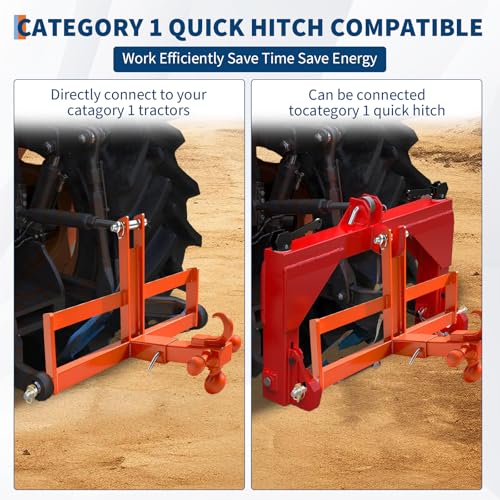 3 Point Trailer Hitch with 2" Receiver for Category 1, 3 Pt Tractor Quick Hitch Drawbar