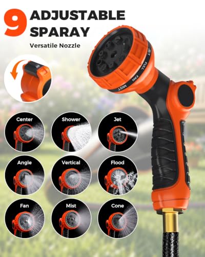 5/8 in 115 ft Retractable Garden Hose Reel with 9-Pattern Sprayer Nozzle - size: 5/8 inch 115 FT Black