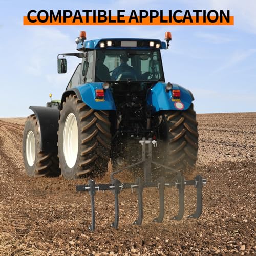 48" Plow Scarifier Implement, Removable Tractor Cultivator with 6 Scarifier Shanks, 3 Point Tiller for CAT-0 ATV/UTV