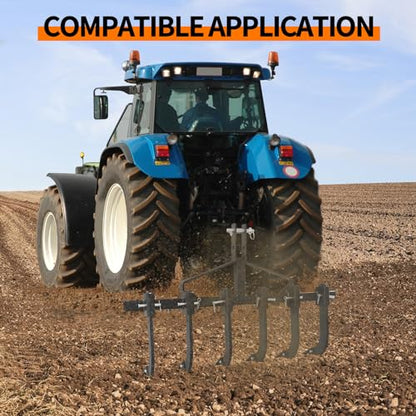 48" Chisel Plow Scarifier, Detachable Cultivator with 6 Scarifier Shank, 3 Point Scarifier for CAT-0 ATV/UTV