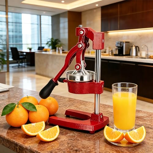 Cast Iron Juicer Hand Press Heavy Duty, Orange Juicer - color: Red