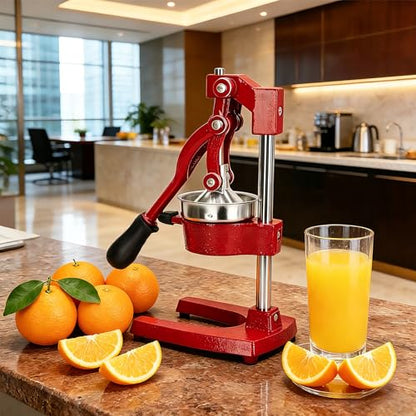 Cast Iron Juicer Hand Press Heavy Duty, Orange Juicer - color: Red