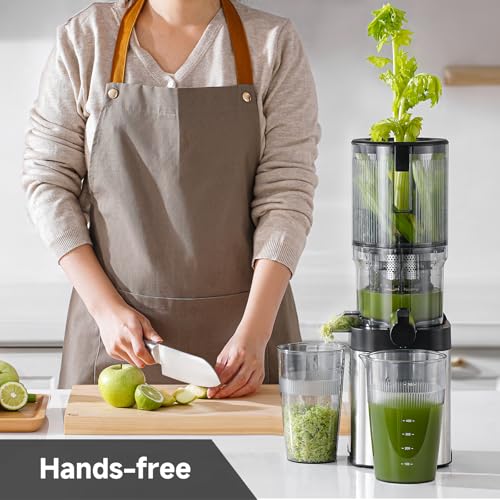 AMZCHEF Cold Press Juicer, 5.4" Whole Fruit Self-Feeding Slow Juicer - color: Silver, size: 5.4 Inch