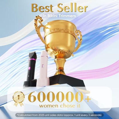 Risina 2-in-1 Bikini Trimmer for Women, Beach Essentials for Women | IPX7 Waterproof, Rechargeable, Ceramic Blades, Body, Facial and Curved Heads for Bikini Line, Pubic Hair, Legs and Underarms - color: Berry Red