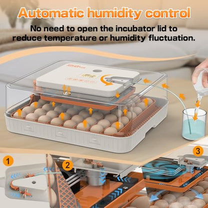 HOWOOlUA 56 Egg Incubator for Hatching Eggs with Auto Turn, Temp & Humidity Control, Built-in Candler Large Capacity Egg Incubator for Chicken Duck Goose Eggs