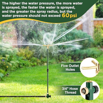 2 PCS 3-Arm Garden Sprinkler, Lawn Sprinkler with Adjustable Base - style: 2 Pack 3-arm sprinklers