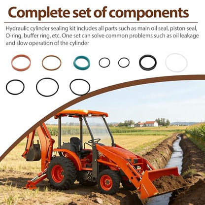 7J268-64400 Cylinder Seal Kit Compatible with Kubota L39, L4330DT, L4630DT, L5030GST, LA853, TL1000 Hydraulic Cylinder Oil Seals for Tractor & Front Loaders