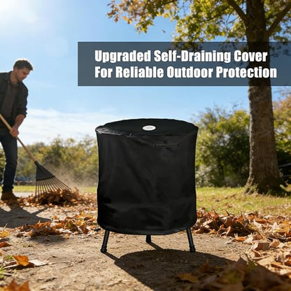 Wood Chipper Cover with Drain Valve, 420D Waterproof Heavy Duty Wood Chipper Shredder Cover, UV & Dust Protection for Compact Electric Mulcher, Fits Chippers up to 33.5” Wide