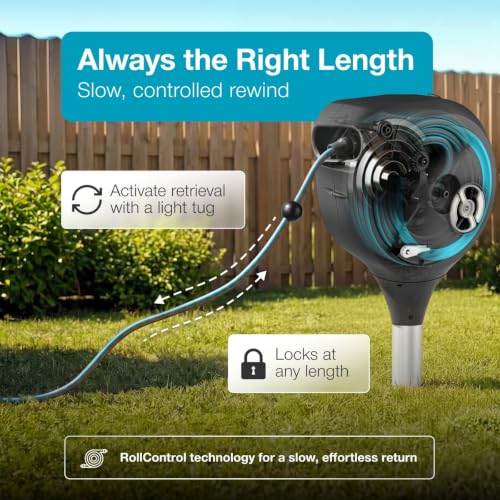 GARDENA Automatic Retractable Garden Hose Reel - 66 Feet - 360 Degree Swivel Outdoor Hose Reel with Metal Spike Base - Auto Retract - UV Resistant Housing - Easy Install No Tools Required - 18614 - size: 66 ft