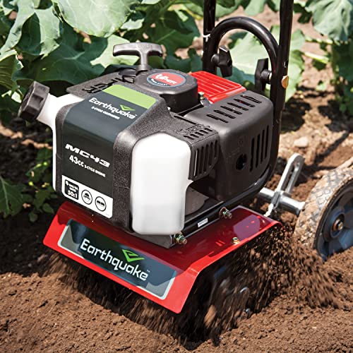 Earthquake MC43 Cultivator, 43cc 2-Cycle Viper Engine, 6-10” Adjustable Width, 8” Max Depth, Overhand Handlebars, Lightweight, U.S. Based Customer Service - style: MC43 43cc
