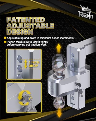 RENO Trailer Hitch (2" Receiver) - 8" Drop/Rise Adjustable Trailer Hitch - size: 2" Receiver x 8" Drop/Rise