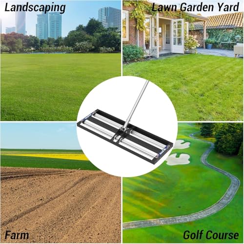 Updated Lawn Leveling Rake 40"x10", Yard Leveling Rake with Aluminum Roller - size: 40''x10'' Black