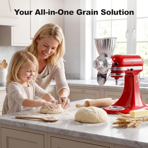 Grain Mill Attachment for KitchenAid, Food-Grade All-Metal 9 Levels