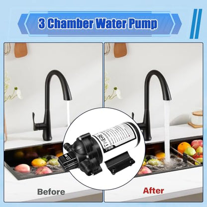 115V AC Industrial Pressure Water Pump 4.0GPM 45PSI Demand Diaphragm Pump,Fresh Water Pump fit for Agricultural Spraying,Yacht,Garden,RV,Shower,Sprayer Include Garden Hose Adapters - color: Black1