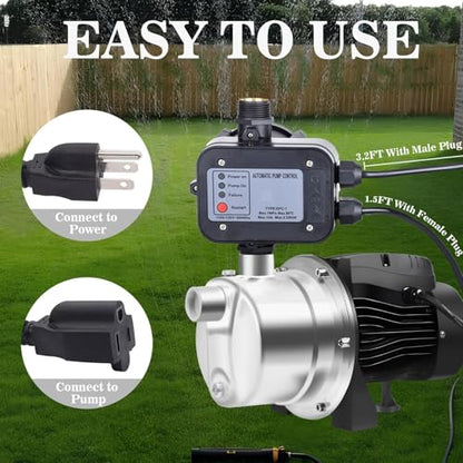 MARSTEK IP65 Automatic Water Pump Controller，Water Pump Pressure Switch Water Flow Sensor Switch Electronic Pump Pressure Regulator for Self-priming Pump，110V-120V~50/60Hz