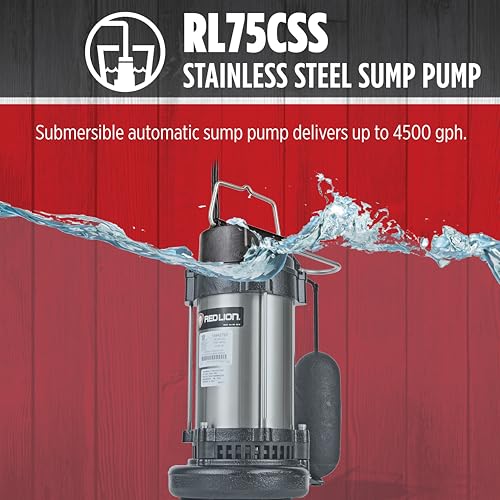 Red Lion RL75CSS, 115V, 3/4 HP, 4500 GPH Automatic Sump Pump, 10' Cord - style: 3/4 HP, 4500 GPH
