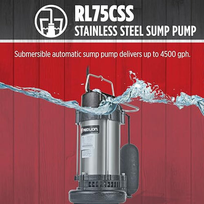 Red Lion RL75CSS, 115V, 3/4 HP, 4500 GPH Automatic Sump Pump, 10' Cord - style: 3/4 HP, 4500 GPH