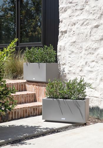 Veradek Block Series Long Box Planter - Rectangular Outdoor Planter - color: Gray, size: Small - 2 Pack
