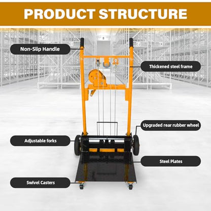 APOLLOLIFT Material Lift Winch Stacker, 440lbs Cap. 35.4" Lifting Height - color: Yellow-winch, size: 440LBS